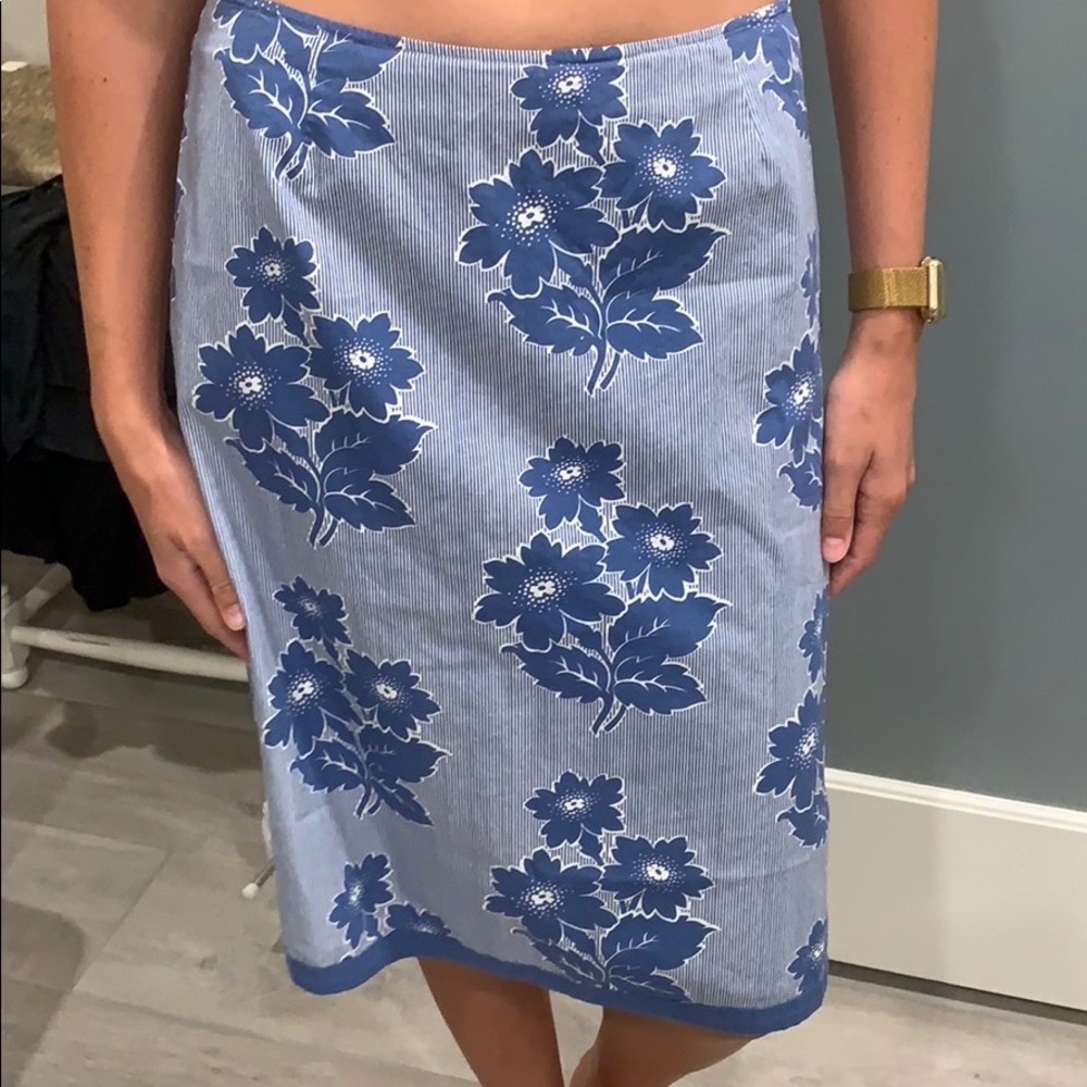 Boden Blue & White Flower Skirt
